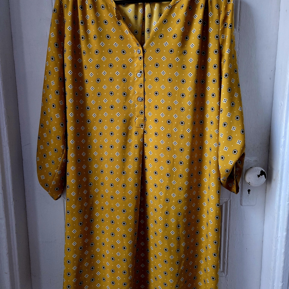 LOFT Yellow Long Sleeve Dress